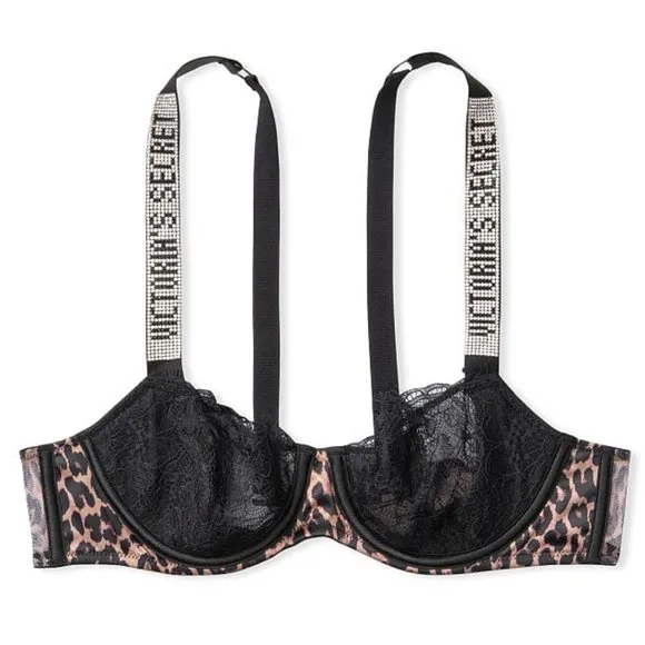 🐆 VS Very Sexy Shine Strap Wicked Unlined Lace Cup Balconette Bra 🐆