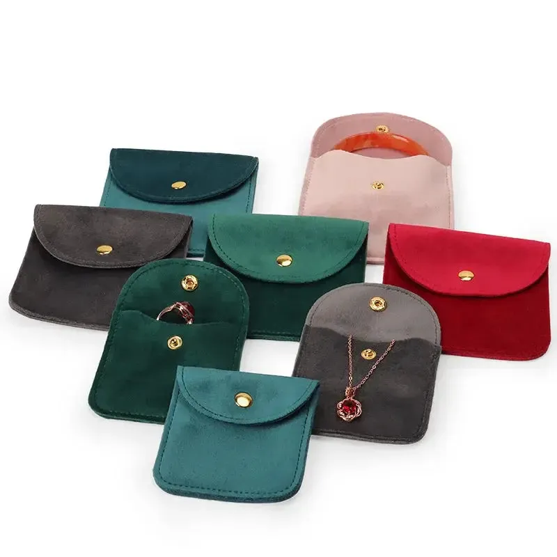 10 Pcs Jewelry Organizer Velvet Bag Necklace Ring Bracelet Protection Pouch Green Blue Pink Beige  Soft Pocket Jewellery Bag