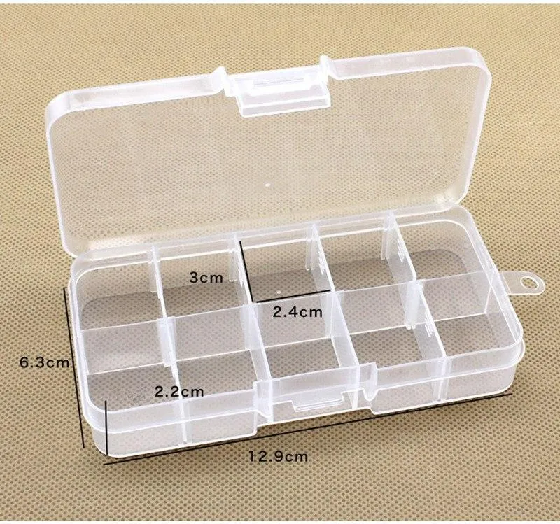 10 Slots Compartment Plastic Adjustable Boxes Craft Case Jewelry Bead Organizer Storage Container