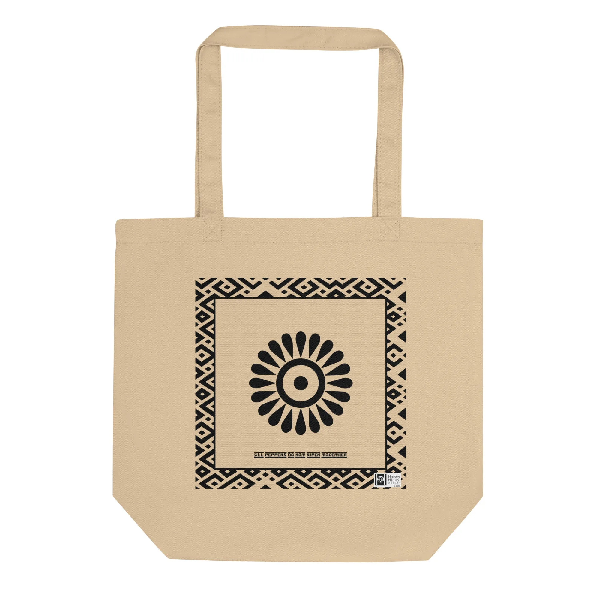 100% cotton Eco Tote Bag, featuring the Adinkra symbol for independent maturation