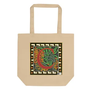 100% Organic Cotton Eco-Tote Featuring Decorative Lettering, “C”