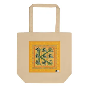 100% Organic Cotton Eco-Tote Featuring Decorative Lettering, “K”
