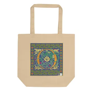 100% Organic Cotton Eco-Tote Featuring Decorative Lettering, “O”