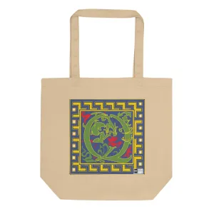 100% Organic Cotton Eco-Tote Featuring Decorative Lettering, “Q”
