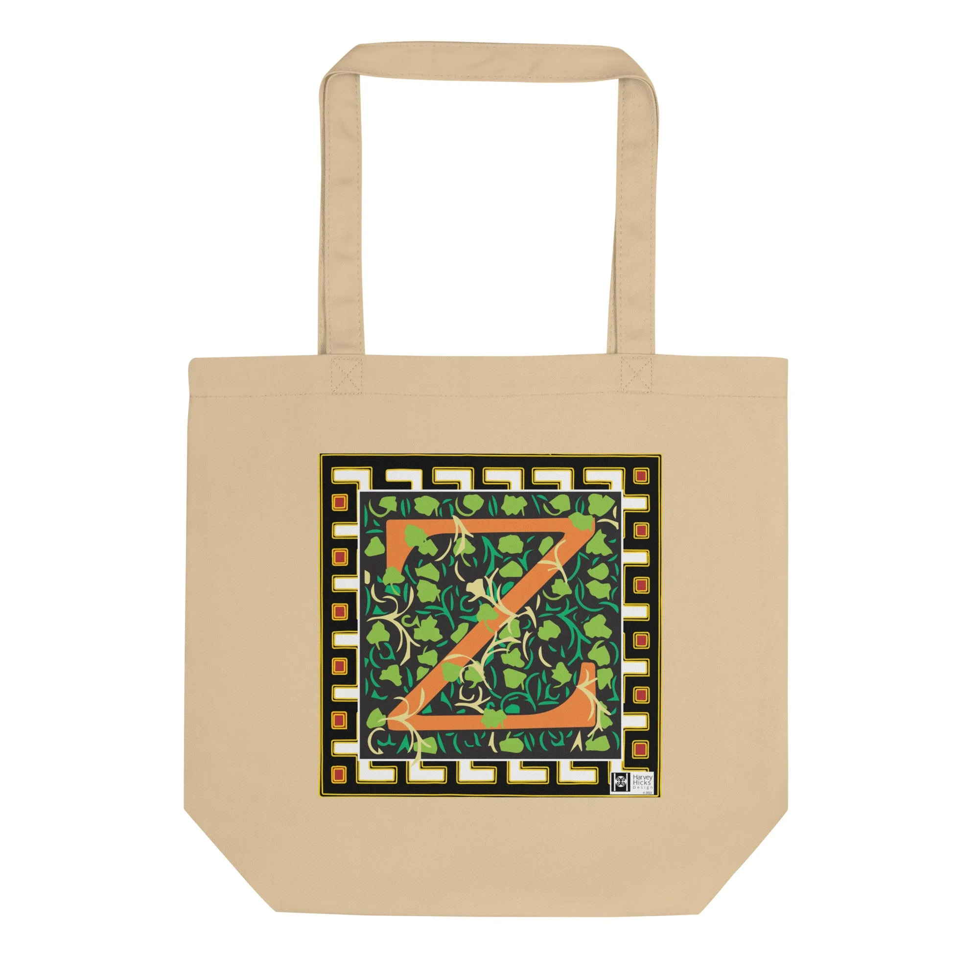 100% Organic Cotton Eco-Tote Featuring Decorative Lettering, “Z”