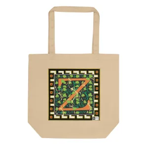 100% Organic Cotton Eco-Tote Featuring Decorative Lettering, “Z”