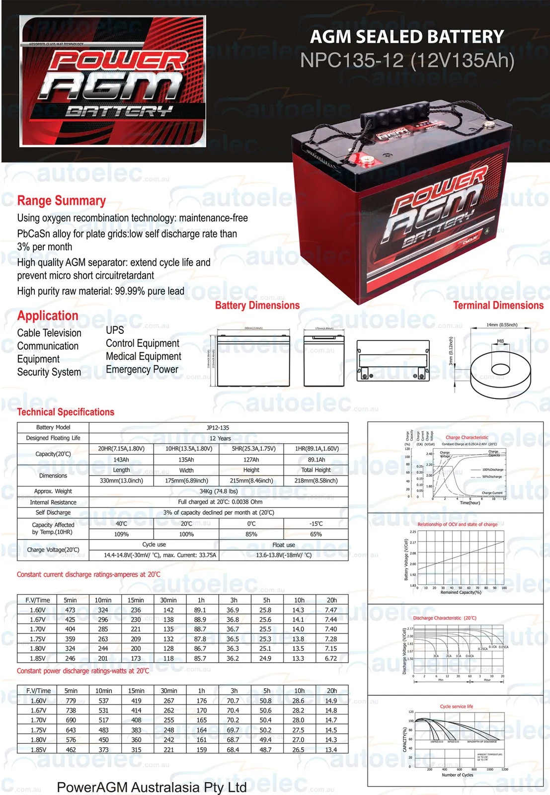 110AH AGM Battery 12V AMP Lead Acid SLA Deep Cycle Battery