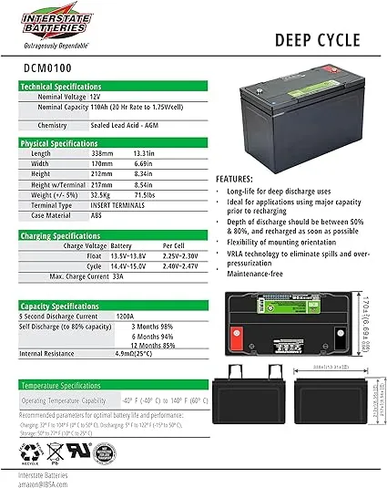 110AH AGM Battery 12V AMP Lead Acid SLA Deep Cycle Battery