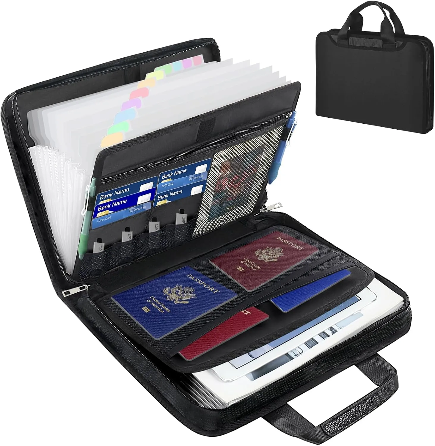 12 Pockets Accordion File Organizer Fireproof Important Document File Folder New