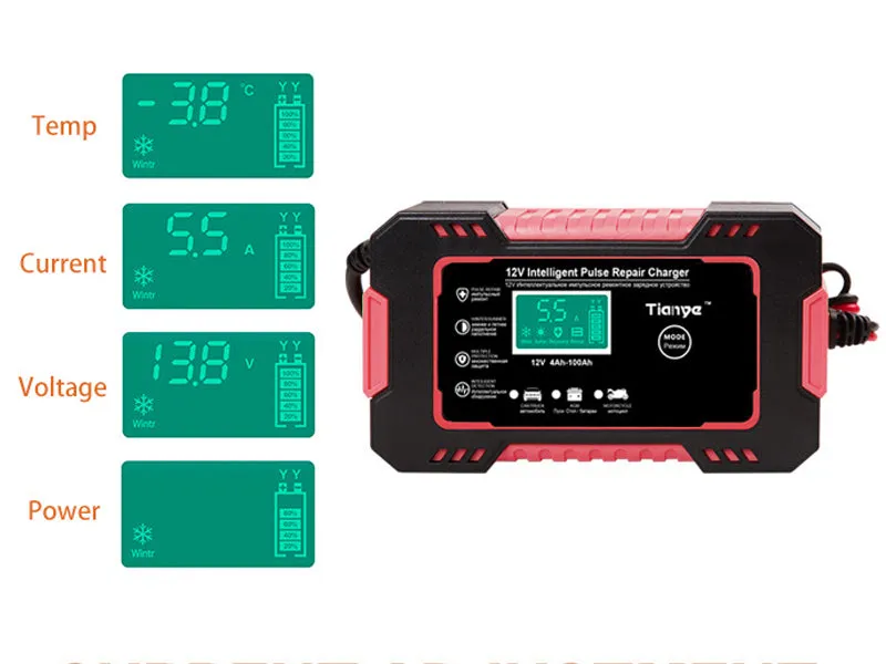 12V Motorcycle Car Battery Charger