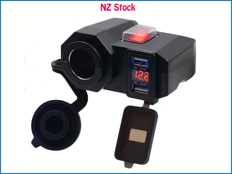 12V Motorcycle Cigarette Lighter USB Charger Integration Socket