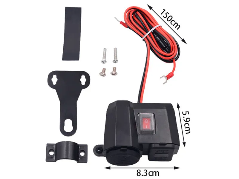 12V Motorcycle Cigarette Lighter USB Charger Integration Socket
