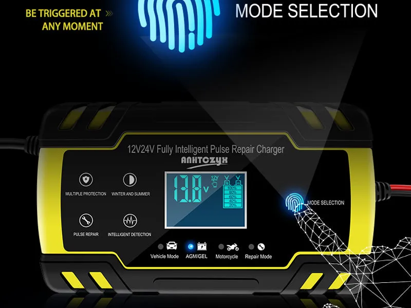 12V/24V Motorcycle Car Battery Charger