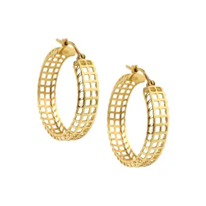 14K Gold Lattice Hoops