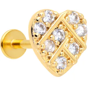 16 Gauge 5/16 Clear Gem Gold Hue Lattice Heart Internally Threaded Labret
