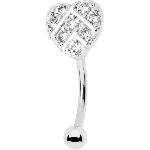 16 Gauge 5/16 Clear Gem Lattice Heart Curved Eyebrow Ring