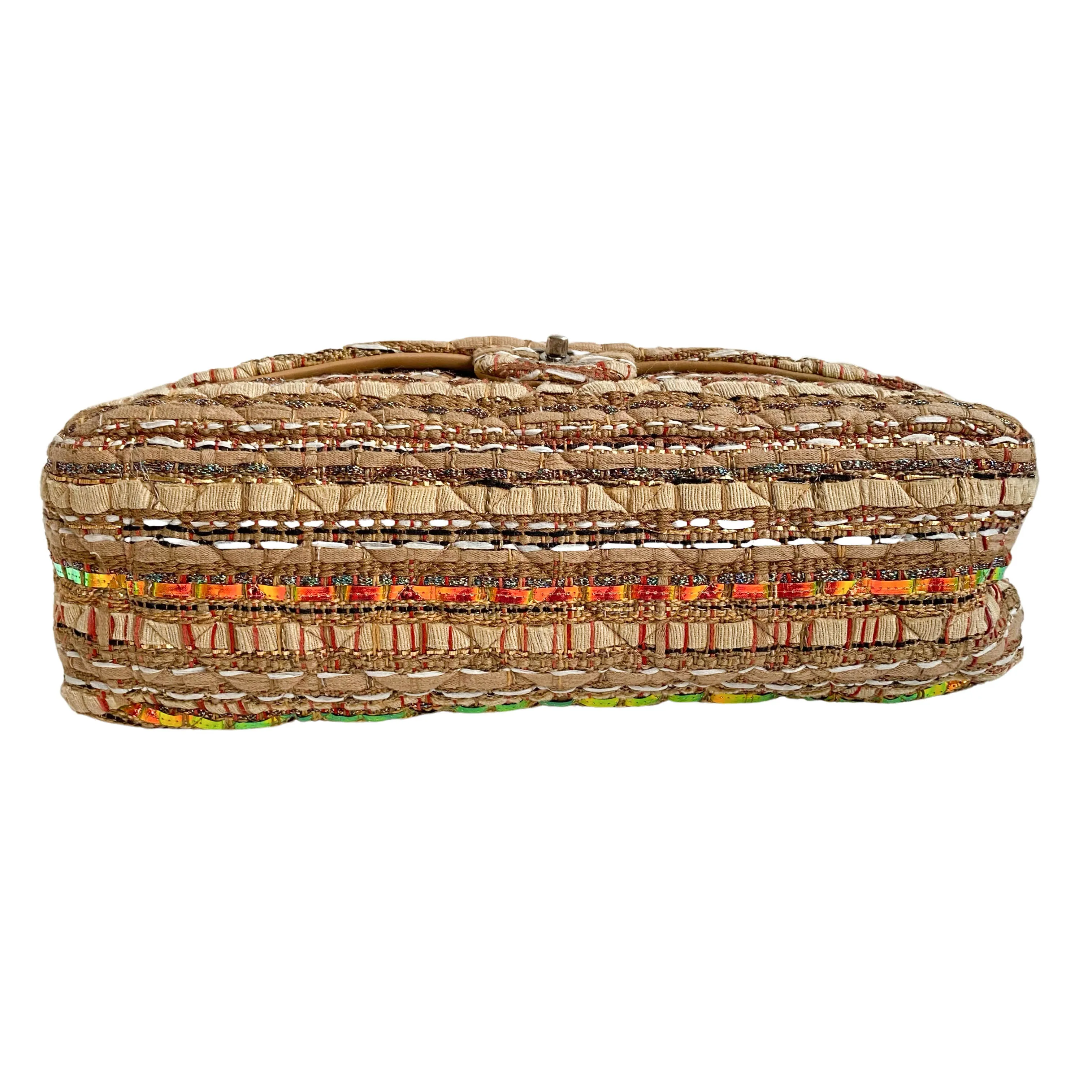 17C Coco Cuba Raffia Tweed XL Maxi Flap Bag