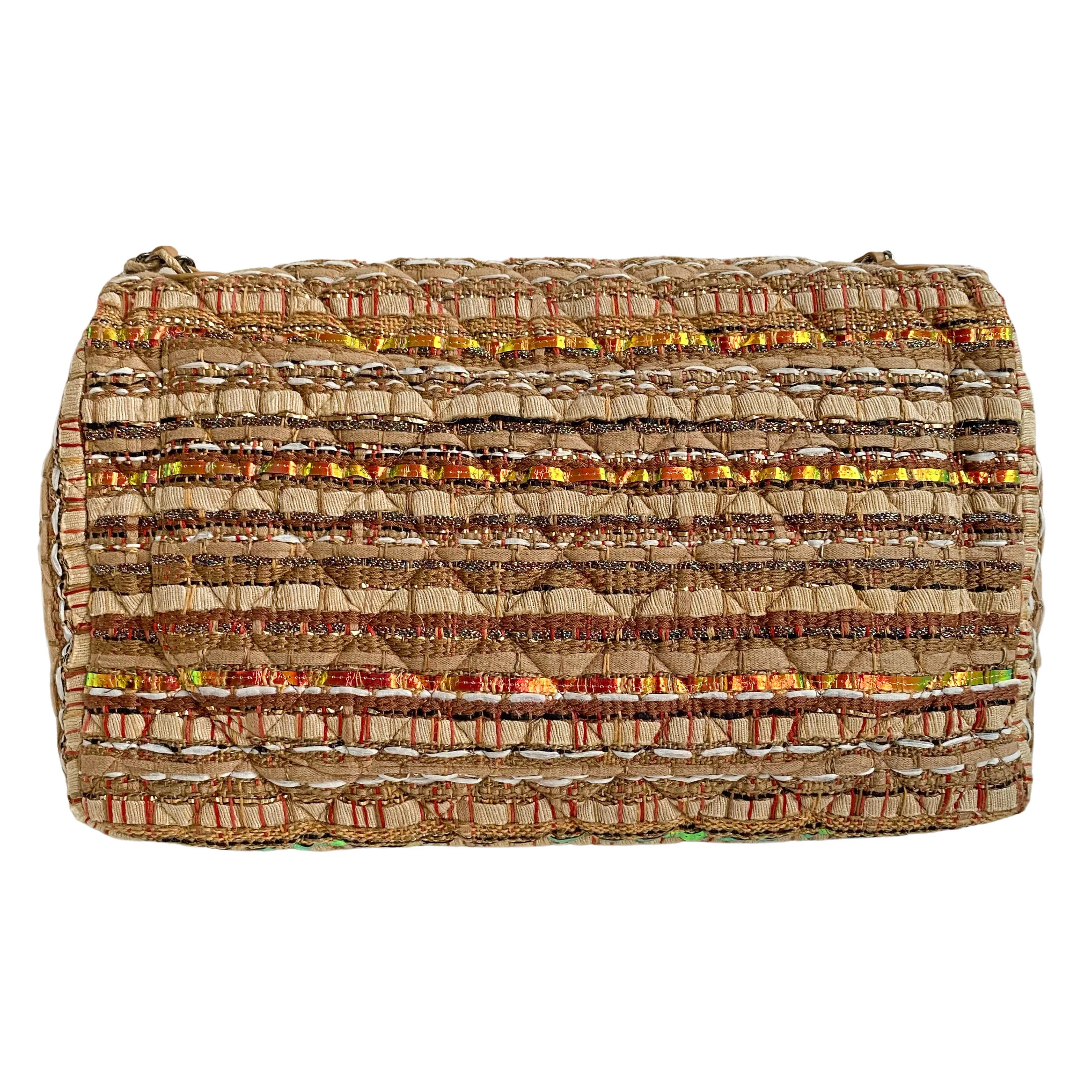 17C Coco Cuba Raffia Tweed XL Maxi Flap Bag