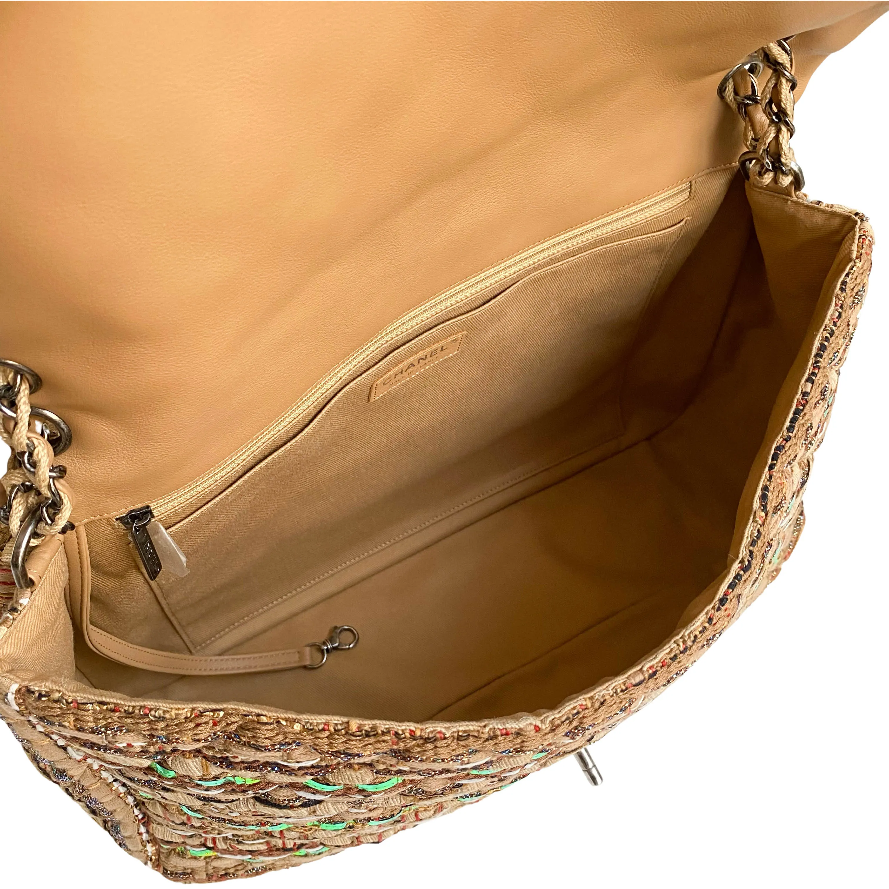 17C Coco Cuba Raffia Tweed XL Maxi Flap Bag