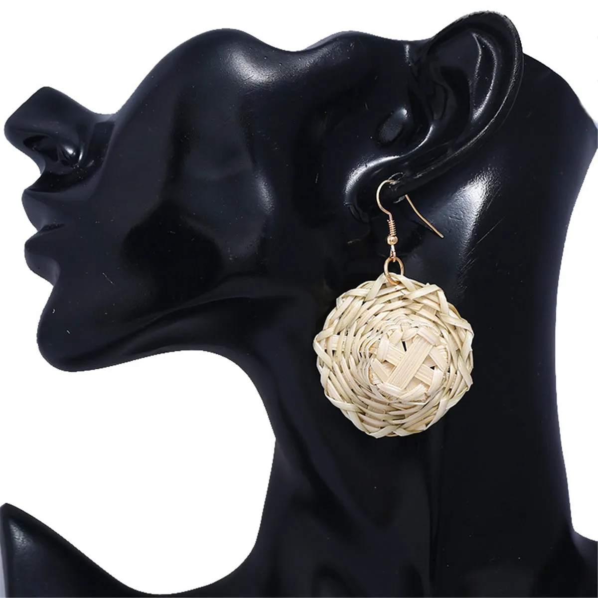 18K Gold-Plated Rattan Hat Drop Earrings