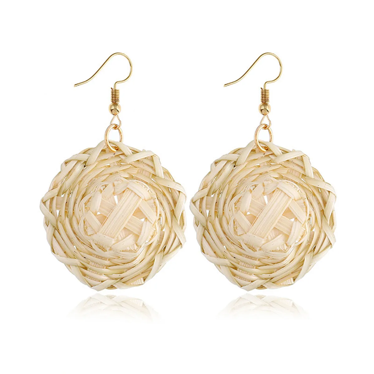 18K Gold-Plated Rattan Hat Drop Earrings