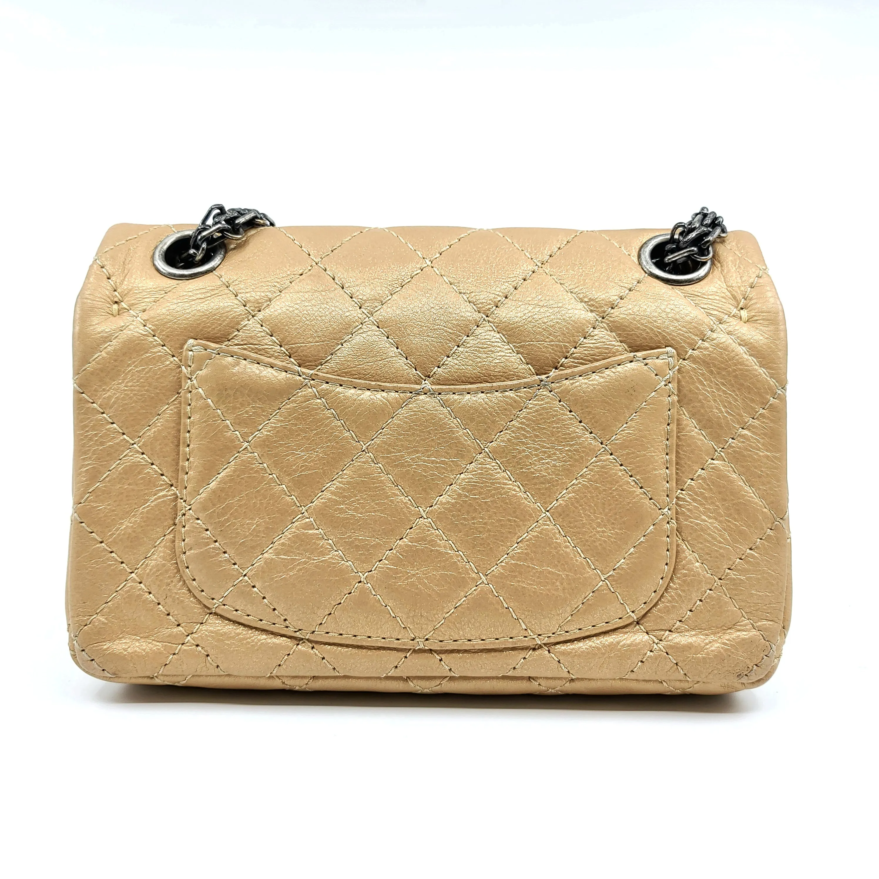 2014 Chanel Gold Aged Calfskin Lucky Charms 2.55 Reissue 224 Double Flap Bag