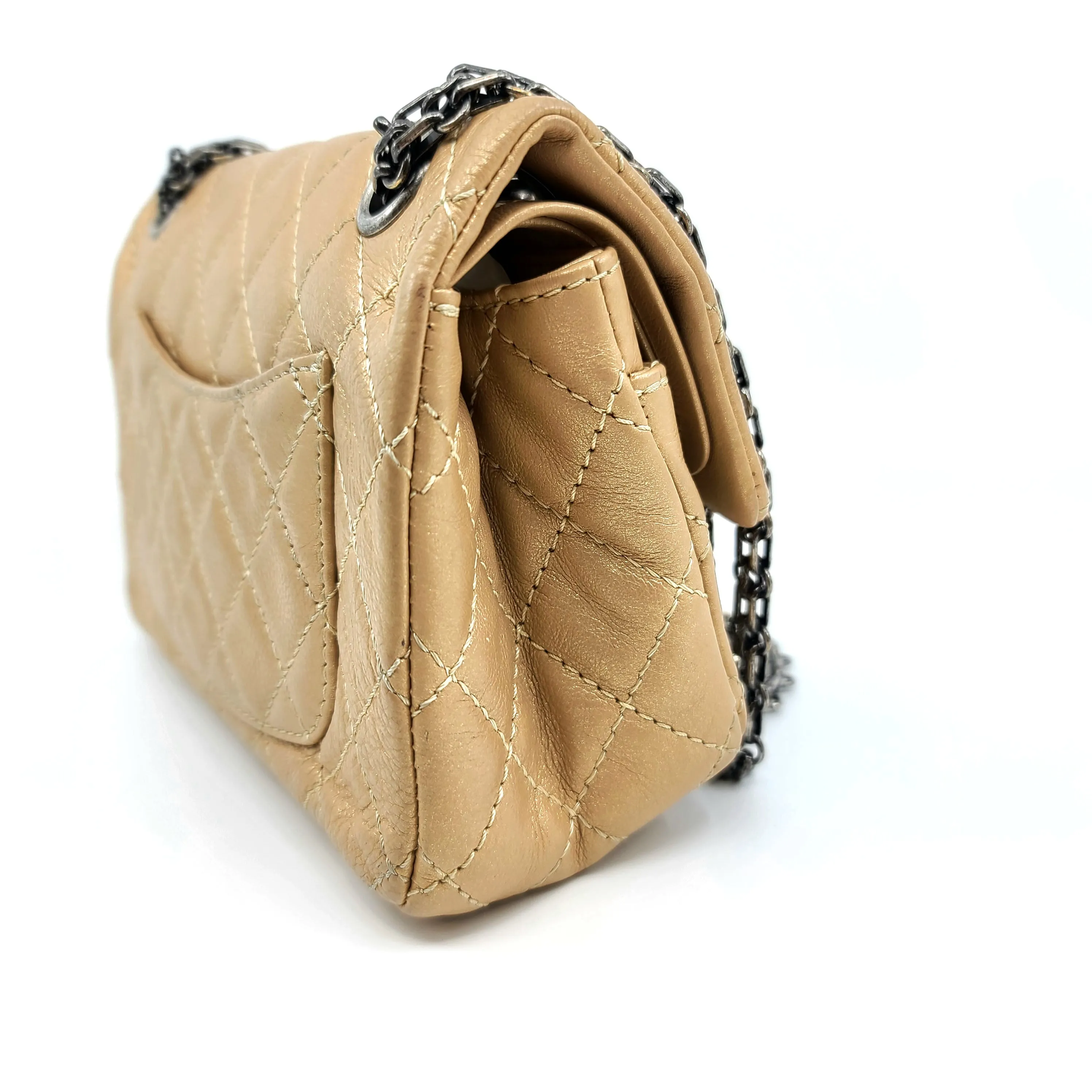 2014 Chanel Gold Aged Calfskin Lucky Charms 2.55 Reissue 224 Double Flap Bag