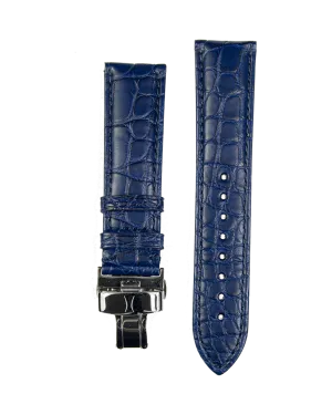 22mm Blue Alligator Strap with SS Deployant Buckle