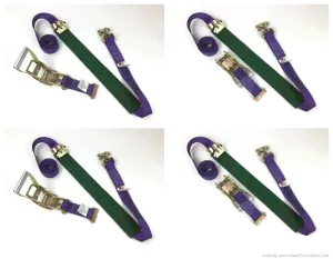 2" x 11' Purple DIAMOND WEAVE Wheel Strap with 2' Low Profile Grip Sleeve and Ratchet (Heavy Duty O-Ring E TRACK Fitting)(4 Pack)