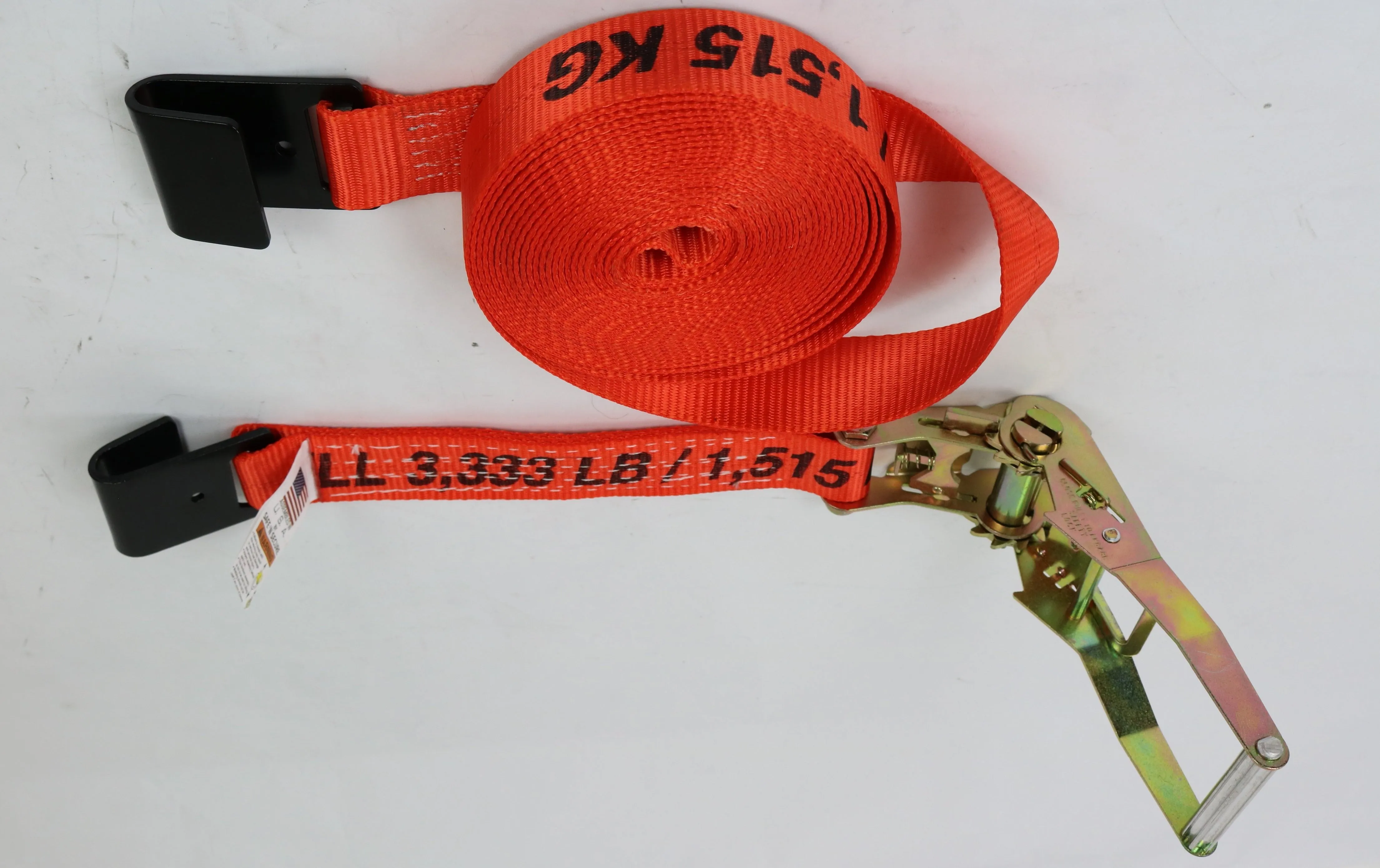2" x 30' Ratchet Assembly with Flat Hook | Orange