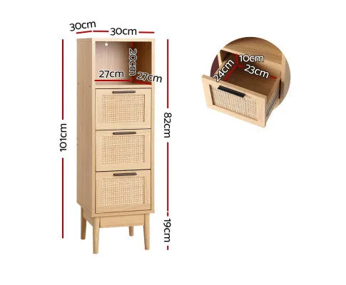 3 Chest of Drawers Rattan Furniture Cabinet Storage Side End Table Shelf
