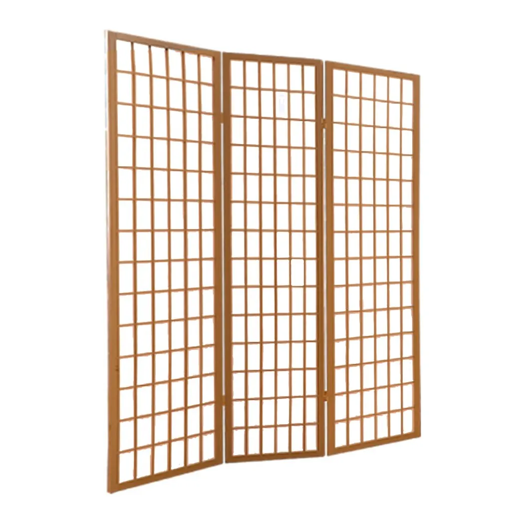 3 Panel Free Standing Foldable  Room Divider Privacy Screen  Wood Frame