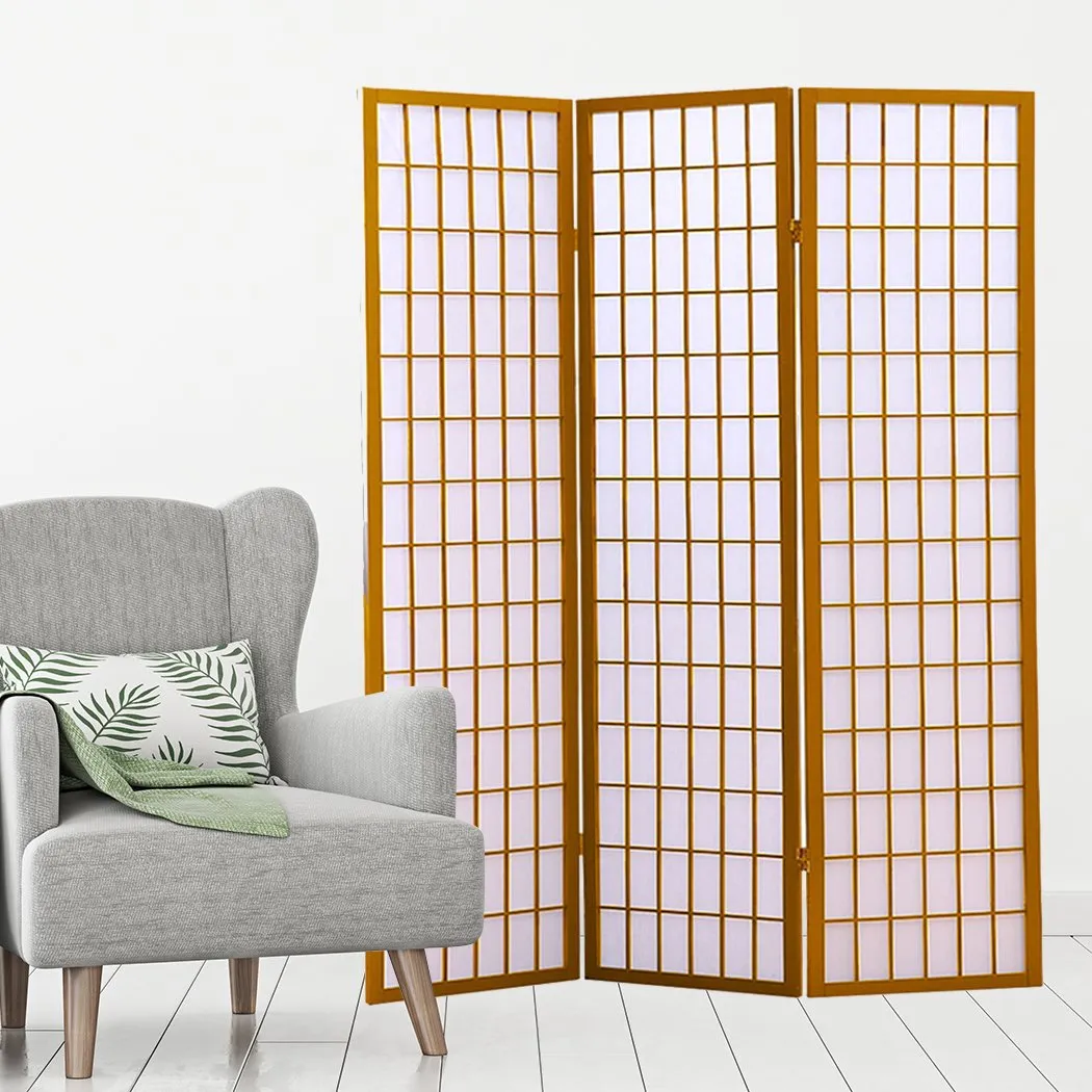 3 Panel Free Standing Foldable  Room Divider Privacy Screen  Wood Frame