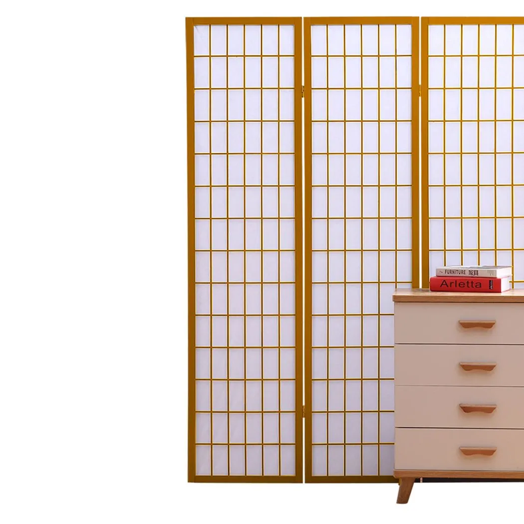 3 Panel Free Standing Foldable  Room Divider Privacy Screen  Wood Frame