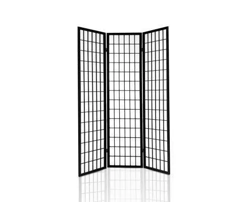 3 Panel Wooden Room Divider - Black