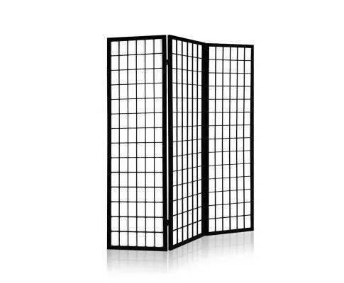 3 Panel Wooden Room Divider - Black