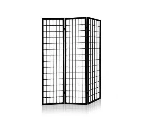 3 Panel Wooden Room Divider - Black
