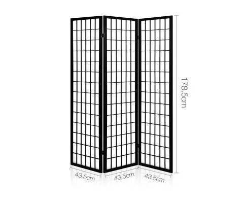 3 Panel Wooden Room Divider - Black
