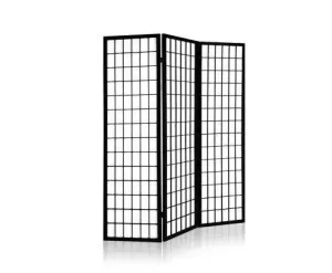 3 Panel Wooden Room Divider - Black