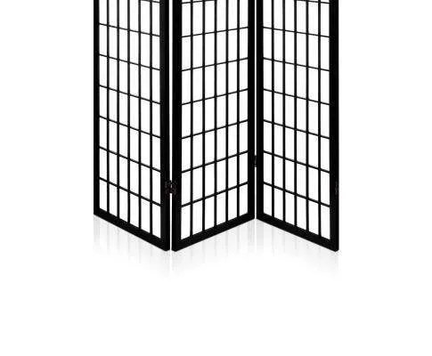 3 Panel Wooden Room Divider - Black