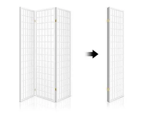 3 Panel Wooden Room Divider - White