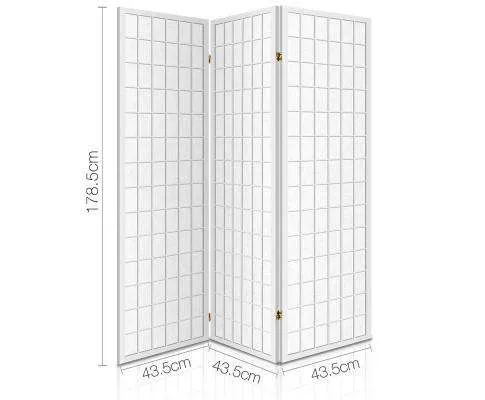 3 Panel Wooden Room Divider - White