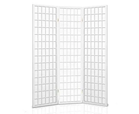 3 Panel Wooden Room Divider - White