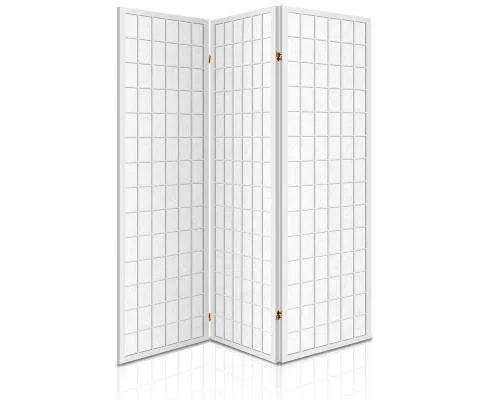 3 Panel Wooden Room Divider - White