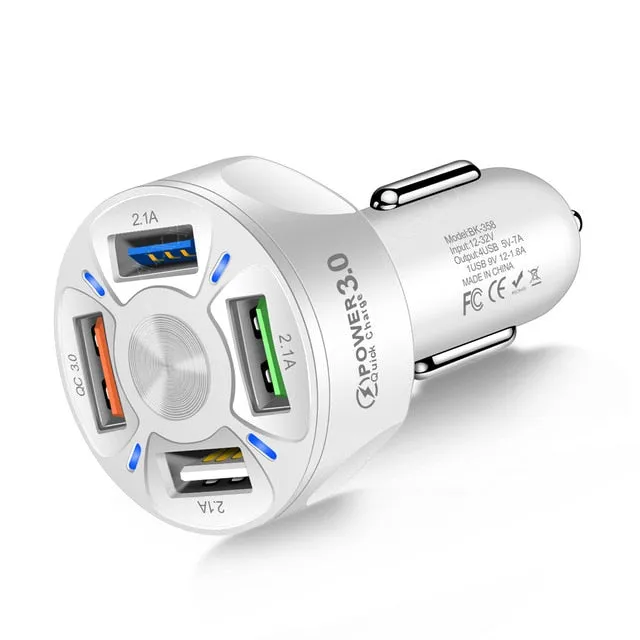 3 Ports USB Car Charger Quick Charge 3.0 Fast  Car Charger