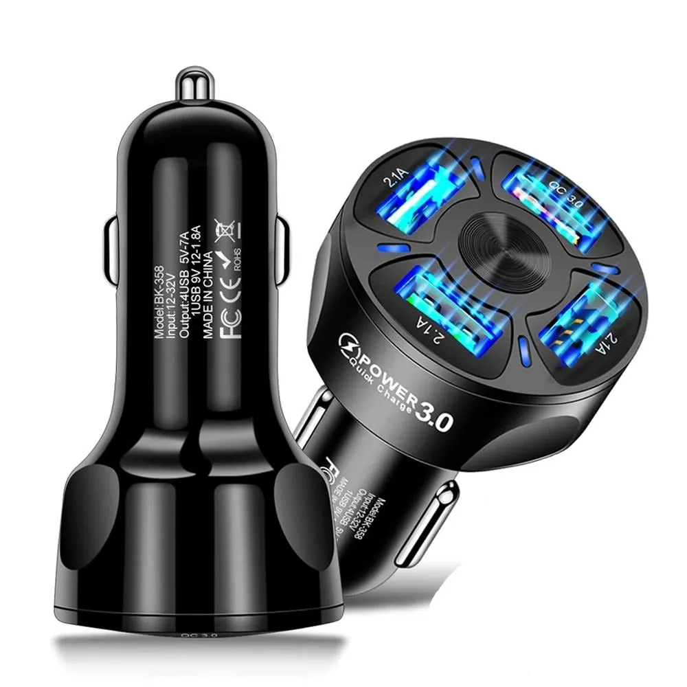 3 Ports USB Car Charger Quick Charge 3.0 Fast  Car Charger