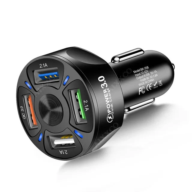 3 Ports USB Car Charger Quick Charge 3.0 Fast  Car Charger