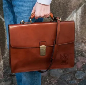 33rd Degree Scottish Rite Briefcase - Wings Up Brown Leather