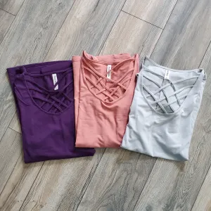 3/4 Sleeve Triple Lattice Front Top