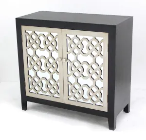 34" x 15.75" x 35.5" Black 2 Door Modern Living Room Cabinet